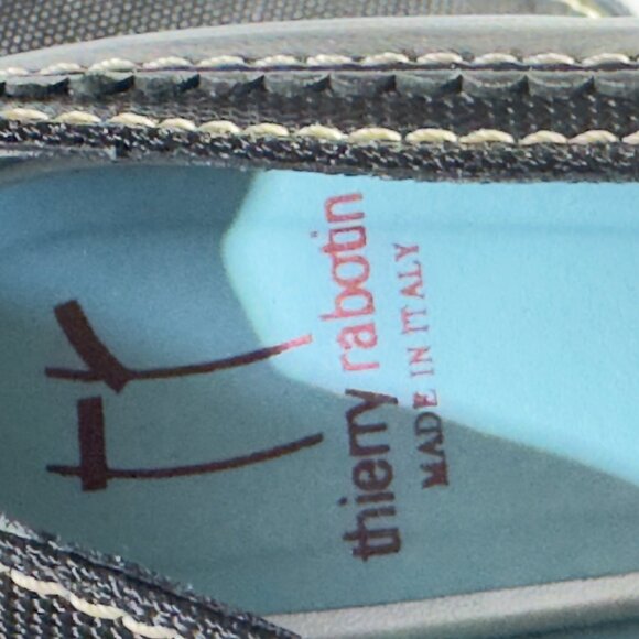 Thierry Rabotin Womens Black Peep-Toe Wedges Italian-Made Leather Fabric Size 38 - Picture 8 of 9